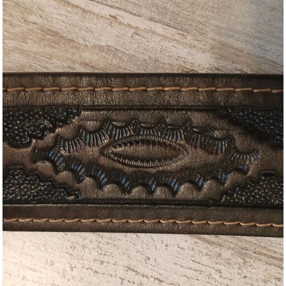 Vtg. 70s Quail Buckle Raintree Jewelry & Co On Hand Tooled Leather Belt Size 36 - Picture 8 of 16